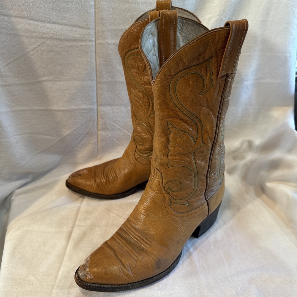 Mens Primo Distressed Larry Mahan Cowboy Boots Brown Size 9.5  D